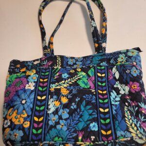 Vera Bradley Purse Handbag Shoulder Bag Purse Blue Multi Pocket Flowery Colorful